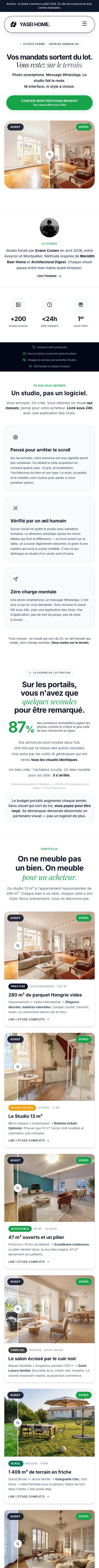 yasei.fr, page d’accueil complète, vue téléphone